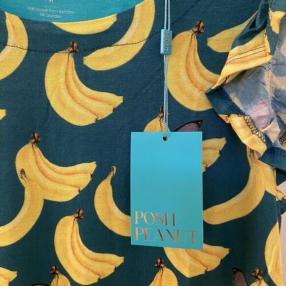 Posh Peanut Ruffled Cap Sleeve Hi Low Dress Bananas Bamboo Girls Size 9 NWT - Picture 7 of 10